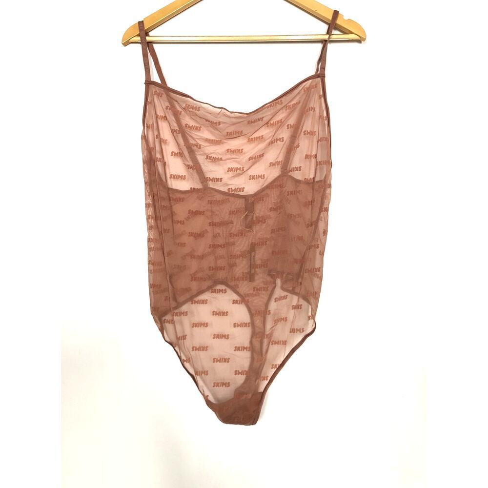 SKIMS After Hours Cami Bodysuit Sheer Thong Rose Clay NWT Plus Size 4X